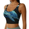 thumbnail image 1 of Haiem Ocean Turtle Pattern Womens Sports Bra - U Neck Padded Low Impact Yoga Bra Workout Crop Top Gym Moisture-Wicking Workout Vest -XX-Large, 1 of 9