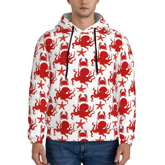 Haiem Octopus Patterned Men's Hoodie with Kangaroo Pocket - Ideal Pullover Sweatshirt for Daily Wear, Travel, and Home-Medium