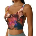 thumbnail image 1 of Haiem Oil Paintings of Elephants Pattern Womens Sports Bra - U Neck Padded Low Impact Yoga Bra Workout Crop Top Gym Moisture-Wicking Workout Vest -Medium, 1 of 9