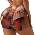 thumbnail image 1 of Haiem Oil Paintings of Elephants No Front Seam Biker Shorts for Women Yoga Workout Gym Bike Shorts with Tummy Control Moisture-Wicking-, 1 of 9