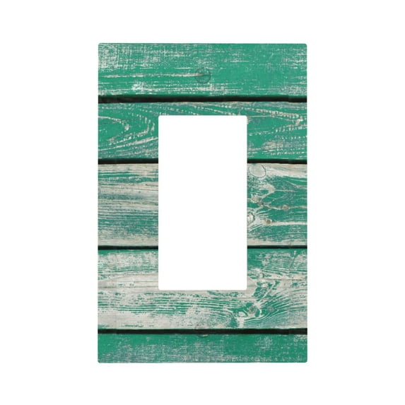 Haiem Old Green Wooden Pattern Decorative Wall Plates, 1-Gang 5.0" x3.0", Unbreakable Thermoplastic Faceplate Cover for Decorator Receptacle Outlet & Switch-Style U