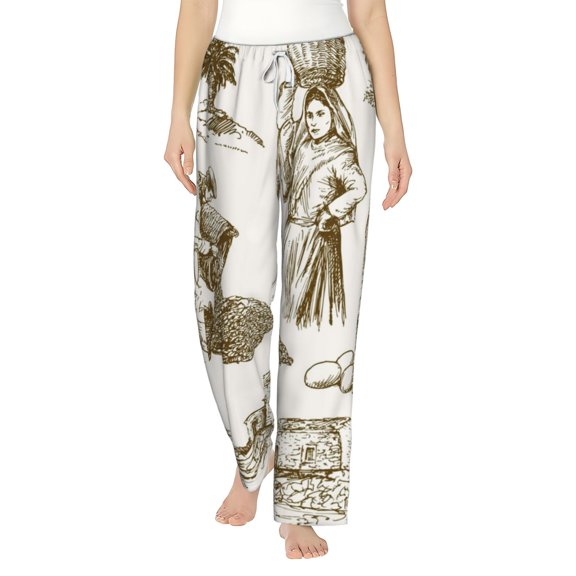 Haiem Olive Picking Women's Pajama Pants Ultra Lightweight Pjs Bottoms Sleepwear Bottom Pants With Pocket Drawstring-Medium