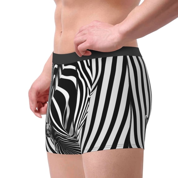 Haiem Optical Zebra Illusion Men's Boxer Briefs, Every Day Comfort Stretch Cotton Moisture-Wicking Underwear-XX-Large