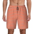 thumbnail image 1 of Haiem Orange Gingham Mens Swim Trunks with Compression Liner 2 in 1 Swimming Shorts Stretch Swimwear Quick Dry,Board Shorts-X-Large, 1 of 9