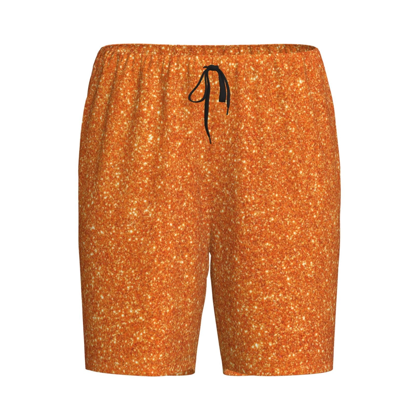 Haiem Orange Glitter Men's Pajama Short with Soft Woven Cotton Elastic ...