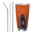 thumbnail image 1 of Haiem Orange Net Fishing Boat Printed 20oz Straight Skinny Car Cups With Insulated Cup Sleeve Portable Handle, Sports Travel Coffee Mug, Stainless Steel, Insulated-Straw Three-piece Set, 1 of 8
