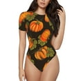 thumbnail image 1 of Haiem Orange Pumpkin Women's Crew Neck Short Sleeve Bodysuit Tops Stretchy Slim Basic-XX-Large, 1 of 9
