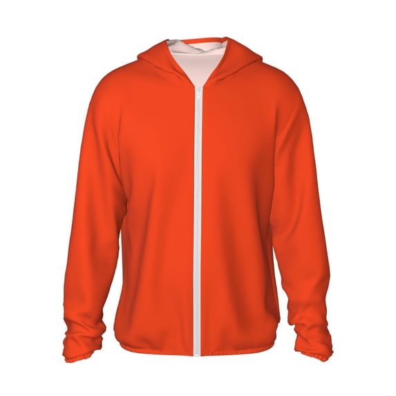 Haiem Orange UPF 50+ Fishing Shirts for Men Long Sleeve UV Sun Protection Hoodie Non-Mask Outdoor Hiking Shirts