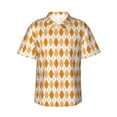 thumbnail image 1 of Haiem Orange argyle Printed Hawaiian Shirt for Men - Men’s Casual Beach Summer Shirts - Stretch Fabric with Modern Fit,XX-Large, 1 of 7