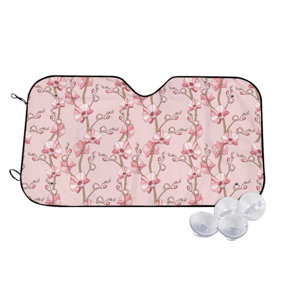 Haiem Orchids Flowers Car Windshield Sun Shade - Blocks UV Rays Sun Visor Protector, Sunshade to Keep Your Vehicle Cool, Universal Fit SUV Van Sedan-Medium