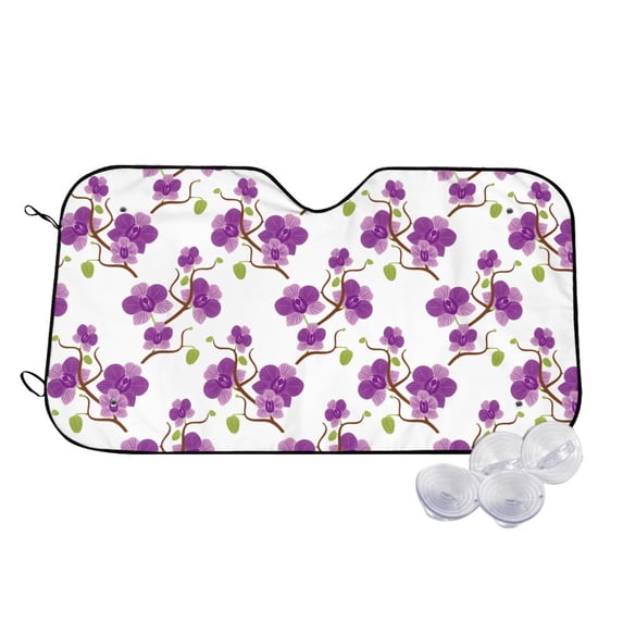 Haiem Orchids Flowers Car Windshield Sun Shade - Blocks UV Rays Sun Visor Protector, Sunshade to Keep Your Vehicle Cool, Universal Fit SUV Van Sedan-Medium