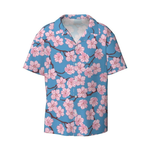 Haiem Orchids Flowers Men's Casual Shirts Short Sleeve Button Down Shirts Fashion Textured Summer Beach Shirt-Medium