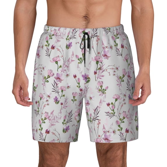 Haiem Orchids Flowers Mens Swim Trunks with Compression Liner 2 in 1 Swimming Shorts Stretch Swimwear Quick Dry,Board Shorts-Small