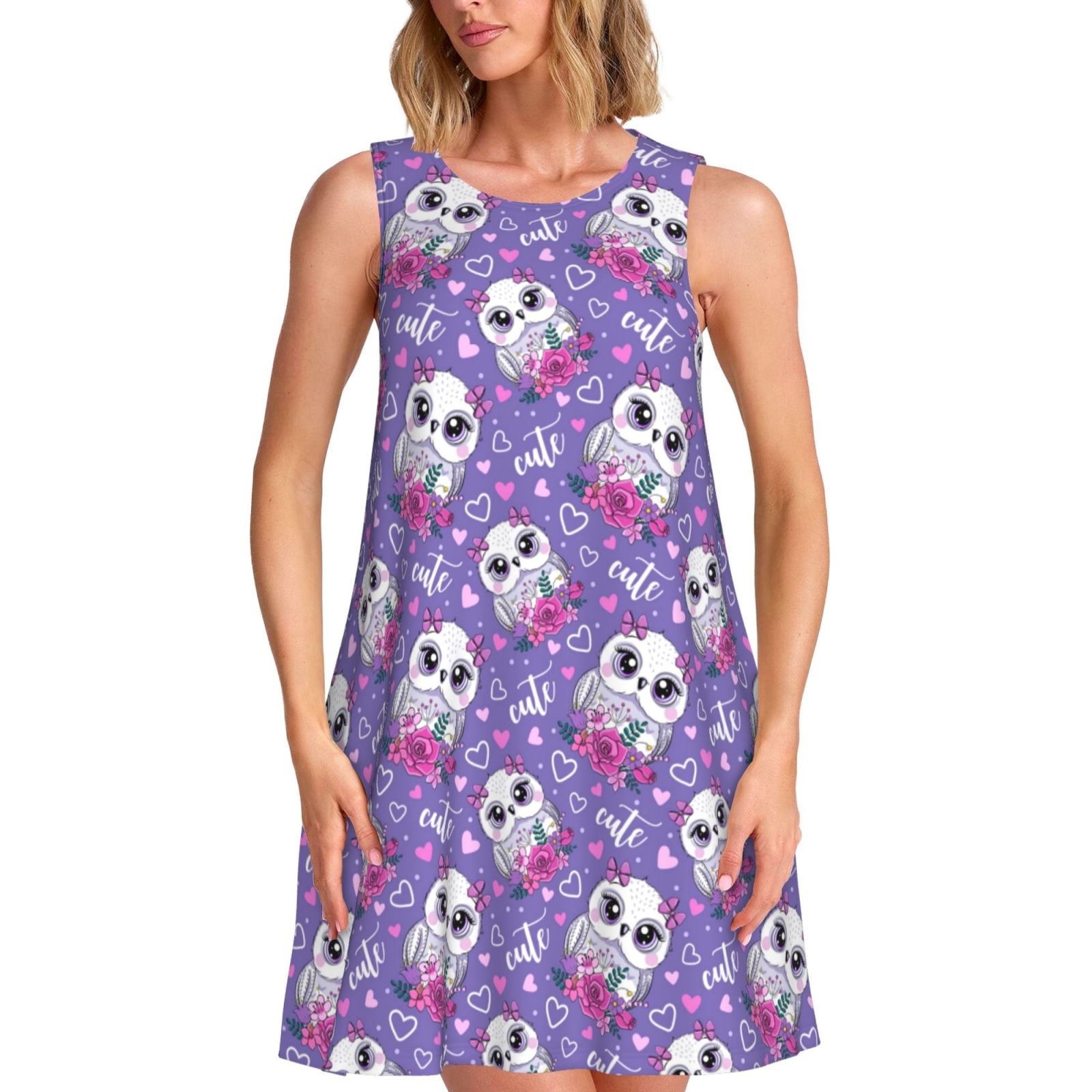 Women's Cute Flamingo Print Sleeveless Maxi Dress – Loose Fit V-Neck Sundress For Beach, Vacation & Casual Outings - View #9