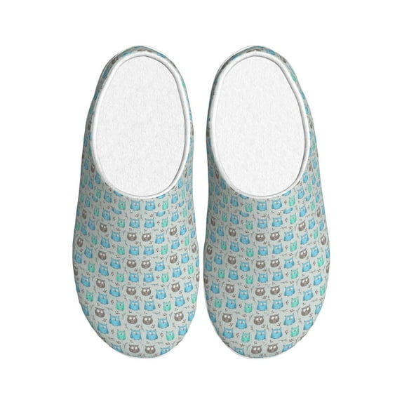 Haiem Owl Print Women's Fuzzy Memory Foam House Slipper Cozy Home Footwear Non-slip Winter Slippers-40/41