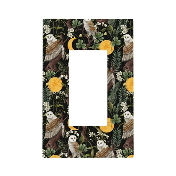 Haiem Owls And Plants Pattern Decorative Wall Plates, 1-Gang 5.0" x3.0", Unbreakable Thermoplastic Faceplate Cover for Decorator Receptacle Outlet & Switch-Style U