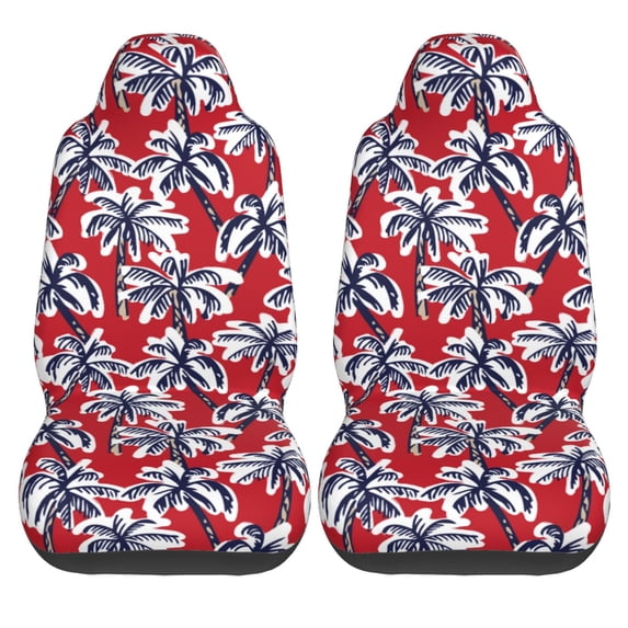 Haiem Palm Tree Pattern on Red Printed Car Seat Covers Set of 2, Universal Fit Car Seat Covers,Protective Seat Covers,Comfortable Car Seat Covers, Easy Installation Seat Covers