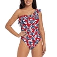 thumbnail image 1 of Haiem Palm Tree Pattern on Red Women's One Piece Swimsuits Tummy Control One Shoulder Bathing Suits Ruffle Swimwear-XX-Large, 1 of 8