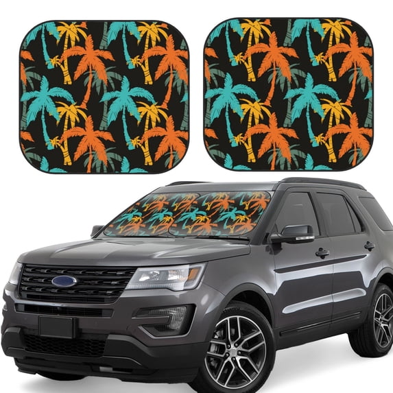 Haiem Palm Trees Car Windshield Sun Shade (2 Pieces) Foldable Windshield Sun Shade Car Accessories for Truck SUV Pickup-Small