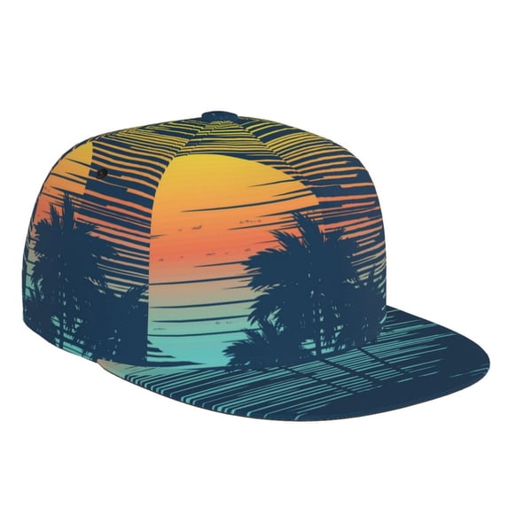 Haiem Palm Trees Classic Snapback Cap Flat Bill Hat Baseball Cap Adjustable Size Cotton Dad Hat
