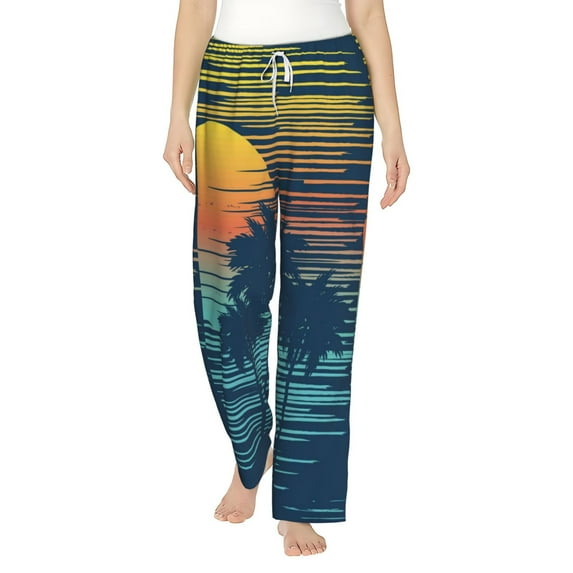 Haiem Palm Trees Women's Pajama Pants Ultra Lightweight Pjs Bottoms Sleepwear Bottom Pants With Pocket Drawstring-X-Large