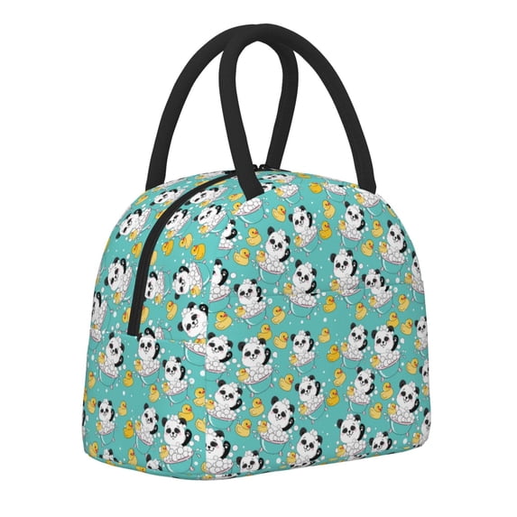Haiem Panda Bathing Printed Lunch Bag Women, Lunch Box Lunch Bag for Women, Small Leakproof Cute Lunch Tote Large Capacity Reusable Insulated Cooler Lunch Container