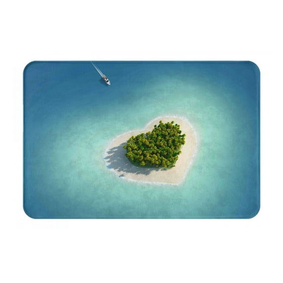 Haiem Paradise Island Front Door Mat Indoor Outdoor Entrance, Waterproof All-Season, All-Weather Doormat, Durable Flannel Fabric, Fade Resistant, Low Profile, 16x24in