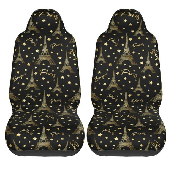 Haiem Paris Romantic Printed Car Seat Covers Set of 2, Universal Fit Car Seat Covers,Protective Seat Covers,Comfortable Car Seat Covers, Easy Installation Seat Covers