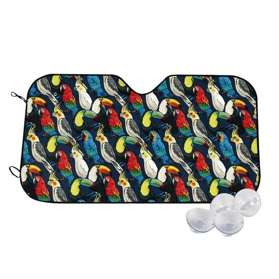 Haiem Parrot Car Windshield Sun Shade - Blocks UV Rays Sun Visor Protector, Sunshade to Keep Your Vehicle Cool, Universal Fit SUV Van Sedan-Medium