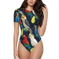 thumbnail image 1 of Haiem Parrot Women's Crew Neck Short Sleeve Bodysuit Tops Stretchy Slim Basic-X-Large, 1 of 9