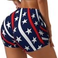 thumbnail image 1 of Haiem Patriotic Star No Front Seam Biker Shorts for Women Yoga Workout Gym Bike Shorts with Tummy Control Moisture-Wicking-Large, 1 of 9