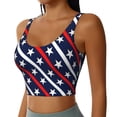 thumbnail image 1 of Haiem Patriotic Star Pattern Womens Sports Bra - U Neck Padded Low Impact Yoga Bra Workout Crop Top Gym Moisture-Wicking Workout Vest -Small, 1 of 9