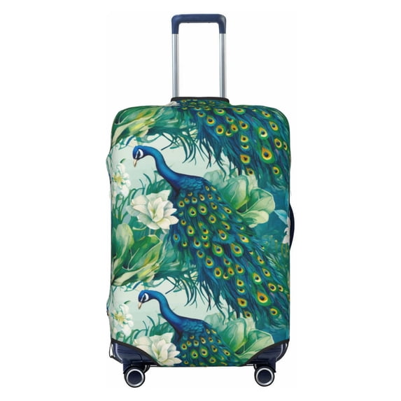 Haiem Peacock And Flowers Luggage Cover Printed Suitcase Covers for Luggage Elastic Washable Suitcase Protector Fits 18-32 Inch Luggage-X-Large