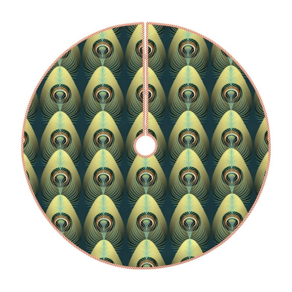 Haiem Peacock Gold Feather Pattern Christmas Tree Skirt Merry Christmas Party Christmas Tree Decoration,New Year Decorations-48"