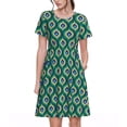 thumbnail image 1 of Haiem Peacock'S Tail Pattern Women's Short-Sleeve Scoop Neck Swing Dress, 1 of 6
