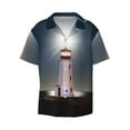 thumbnail image 1 of Haiem Peggy's Cove Lighthouse Men's Casual Shirts Short Sleeve Button Down Shirts Fashion Textured Summer Beach Shirt-XX-Large, 1 of 7