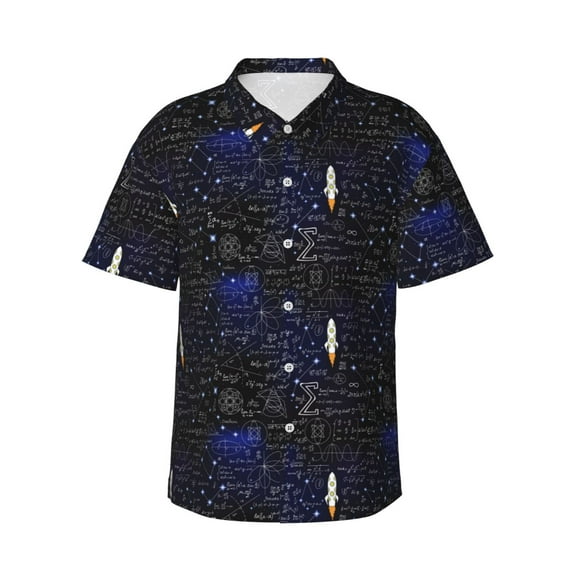 Haiem Physical Formulas Printed Hawaiian Shirt for Men - Men’s Casual Beach Summer Shirts - Stretch Fabric with Modern Fit-3X-Large