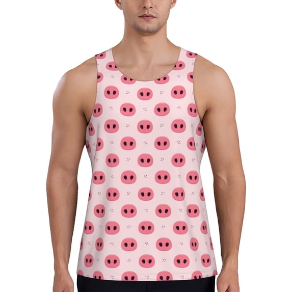 Haiem Pig Noses Men Workout Tank Top Gym Bodybuilding Sleeveless Muscle T Shirts Athletic Tank Breathable Workout Shirt-3X-Large
