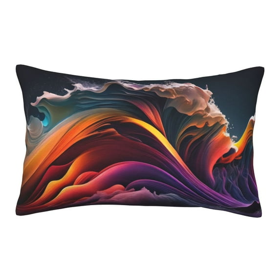 Haiem Pillowcase for Hair and Skin Queen - Colorful Abstract Wave Motion Printed Soft Pillowcase with Envelope Closure-14"x20"