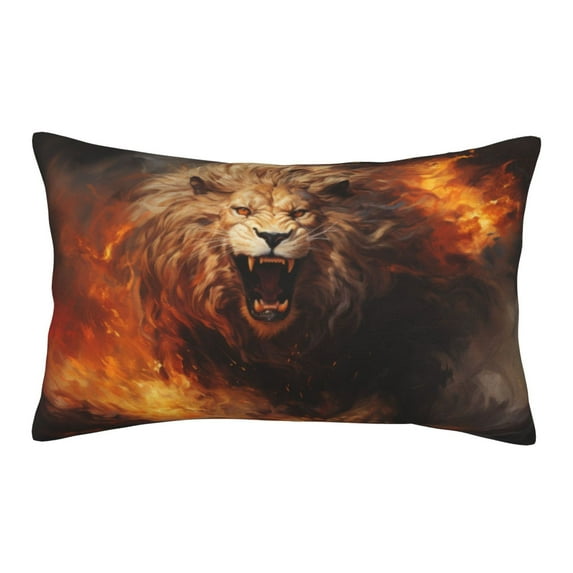 Haiem Pillowcase for Hair and Skin Queen - Cool Fire Lion Printed Soft Pillowcase with Envelope Closure-16"x24"