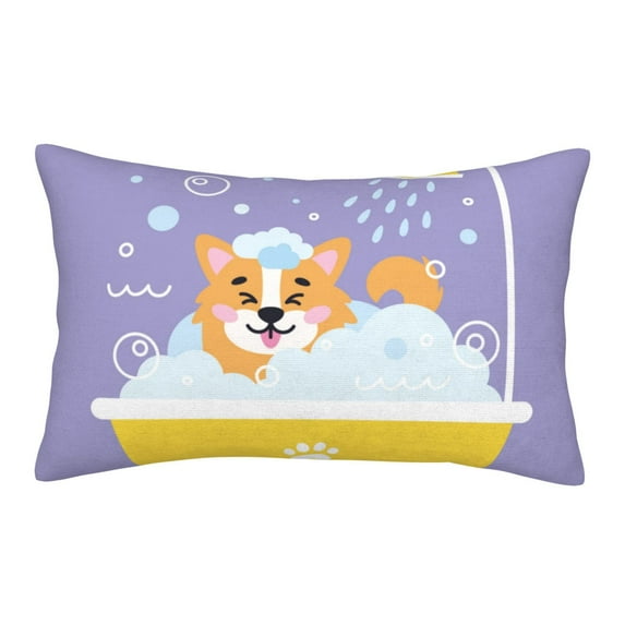 Haiem Pillowcase for Hair and Skin Queen - Corgi Washing in Bathtub Printed Soft Pillowcase with Envelope Closure-16"x24"