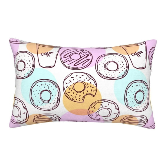 Haiem Pillowcase for Hair and Skin Queen - Donuts and Coffee Printed Soft Pillowcase with Envelope Closure-20"x30"