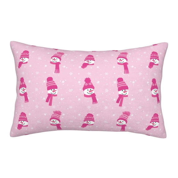 Haiem Pillowcase for Hair and Skin Queen - Pink Scarf Snowman Printed Soft Pillowcase with Envelope Closure-16"x24"