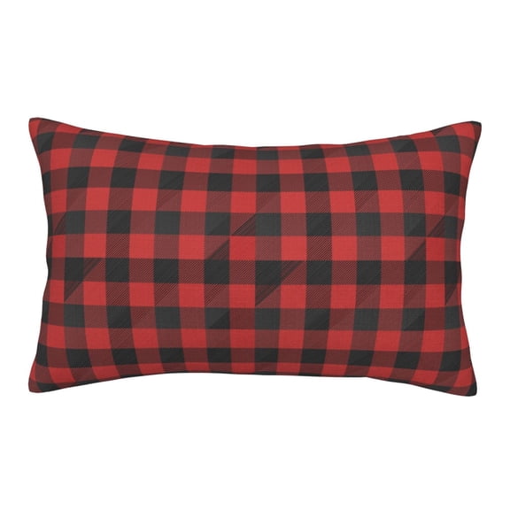 Haiem Pillowcase for Hair and Skin Queen - Red Black Plaid Printed Soft Pillowcase with Envelope Closure-14"x20"