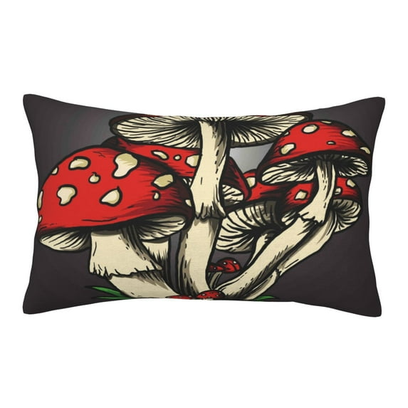 Haiem Pillowcase for Hair and Skin Queen - Red Mushrooms, Hand Painted Mushrooms Printed Soft Pillowcase with Envelope Closure-20"x30"