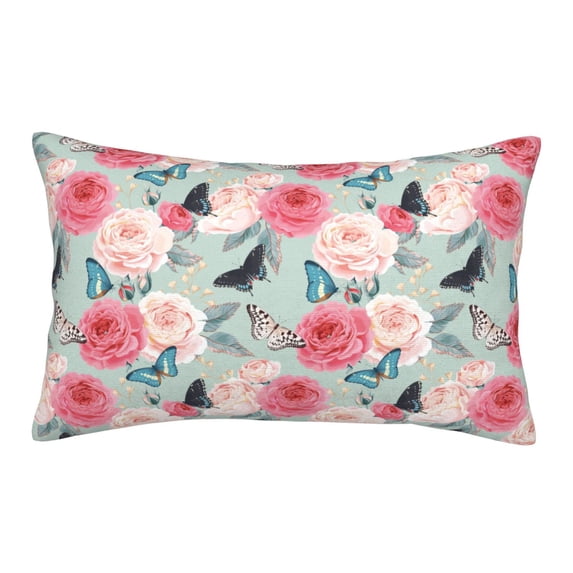 Haiem Pillowcase for Hair and Skin Queen - Roses and Butterflies Printed Soft Pillowcase with Envelope Closure-