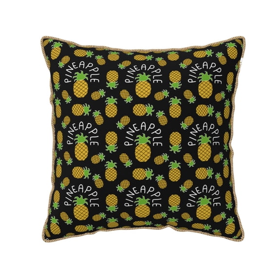 Haiem Pineapple Print Velvet Soft Solid Decorative Square Throw Pillow Covers Set with Elegant Piping Christmas Cushion Case for Sofa Bedroom Car-18"x18"