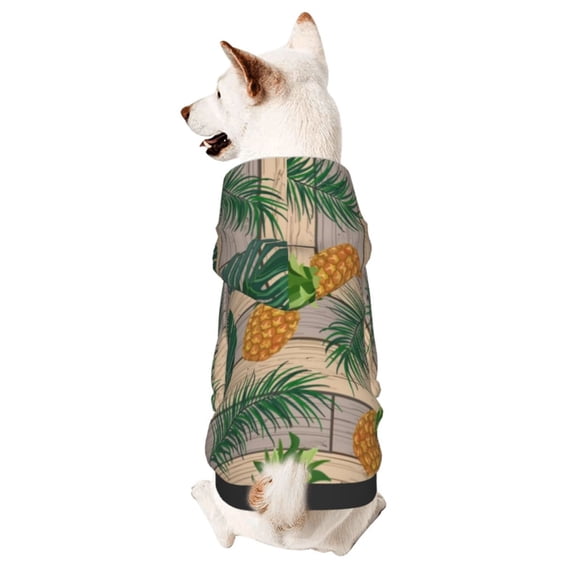 Haiem Pineapples Palm Leaves for Winter Dog Hoodie Sweatshirts with Pockets Warm Dog Clothes for Small Dogs Chihuahua-X-Large