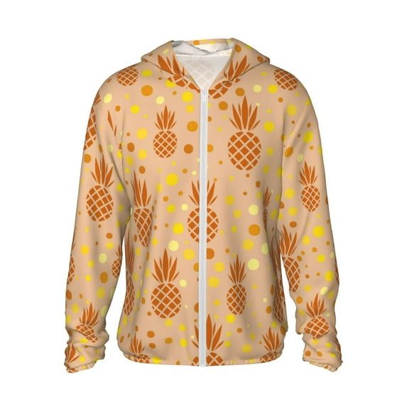 Haiem Pineapples UPF 50+ Fishing Shirts for Men Long Sleeve UV Sun Protection Hoodie Non-Mask Outdoor Hiking Shirts
