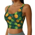 thumbnail image 1 of Haiem Pineapples with Palm Leaves Pattern Womens Sports Bra - U Neck Padded Low Impact Yoga Bra Workout Crop Top Gym Moisture-Wicking Workout Vest -, 1 of 9